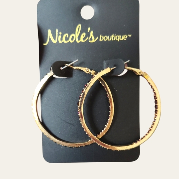 Gold & Purple Crystal Hoops - Picture 4 of 5